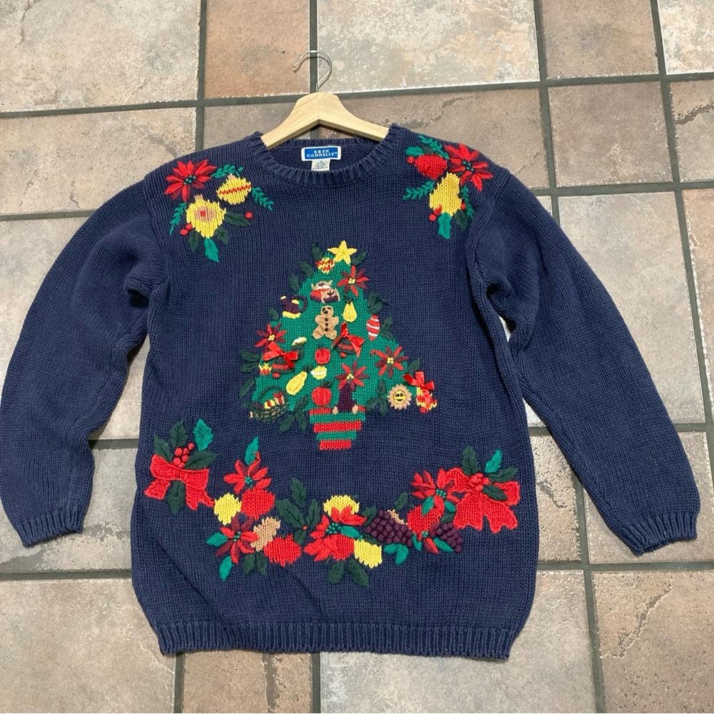 Festive Navy Blue Christmas Sweater